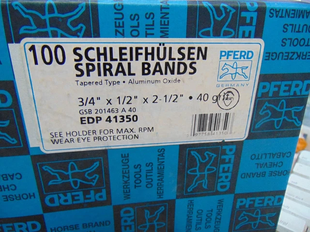 Tapered spiral bands Peered 100 ct. 3/4" x 1/2 x 2 1/2"  40 grit 41350