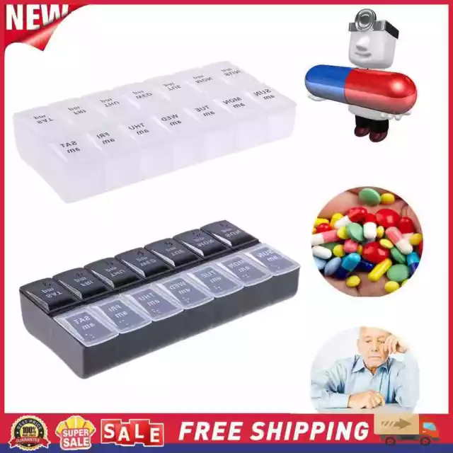 Weekly Pill Box 7Day 14 Compartment Tablet Organiser Medicine Storage Dispenser