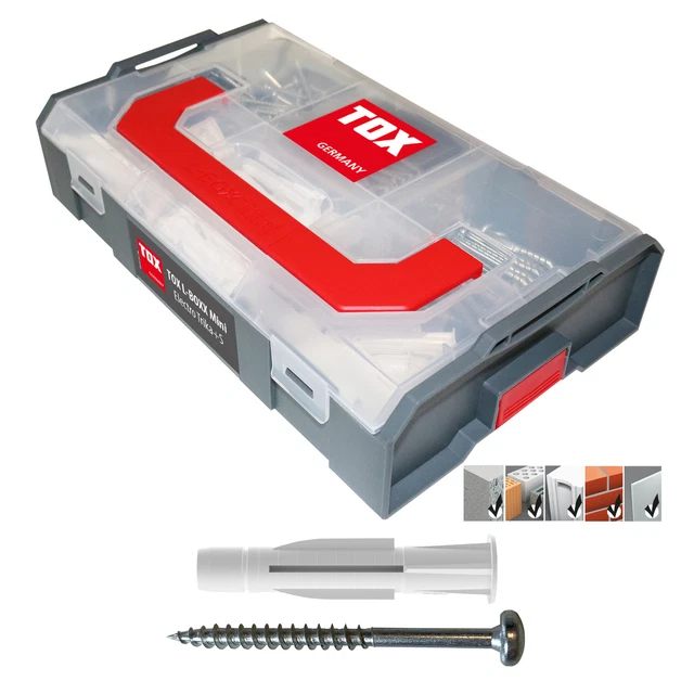 TOX L-Boxx Mini Electro assortimento tasselli multiuso Trika viti panhead 232 pezzi