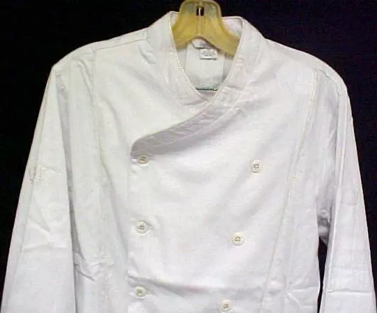 White Chef Coat 6X CIA Culinary Institute America Double Breasted New Style 9600