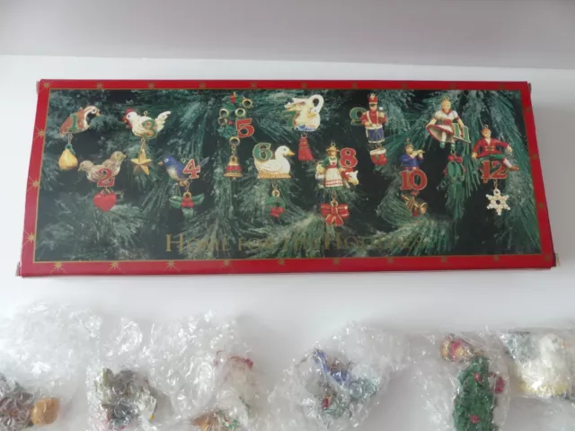 Vintage 1997 Home For The Holidays 12 Days Of Christmas Resin Ornaments 2" - 3”