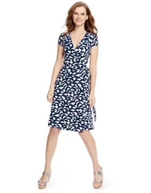 Boden Evangeline Jersey Wrap Dress w/Pockets Women’s Size 12R Navy Blue