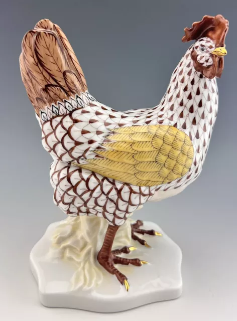 🦋 BRAND NEW HEREND Large 7.25” HEN Bird Chocolate Fishnet Rooster Figurine