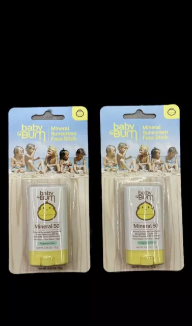 SunBum Baby Bum Mineral Sunscreen Face Stick (2 Pack) SPF 50 .45 oz Exp 11/24