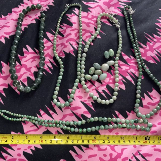 Vintage Jade Hard Stone Jadeite Beaded Necklaces