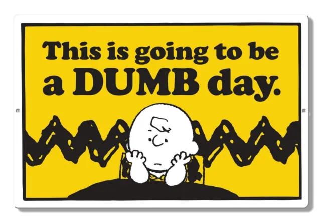 Peanuts Charlie Brown This Is Going To Be A Dumb Day Aluminum Sign Made In USA