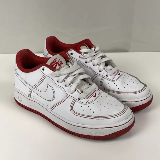 Nike Air Force 1 GS White University Red Stitch CW1575-100 4 Youth 5.5 Womens