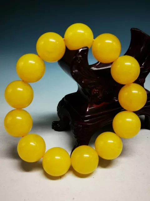 20mm Big Beads Yellow Beeswax Bead Hand Polished Prayer Bracelet sd4