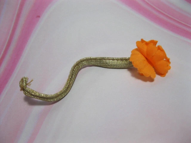 HULA HAIR BARBIE DOLL -1990s HAWAIIAN Fun ORANGE/GOLD Flower Wrap HAIR TWIST TIE