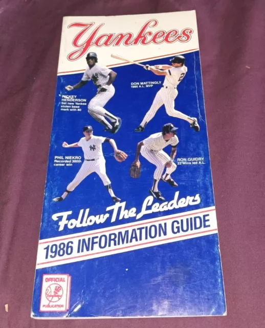 1986 New York Yankees Media Guide: Don Mattingly, Rickey Henderson, Phil Niekro