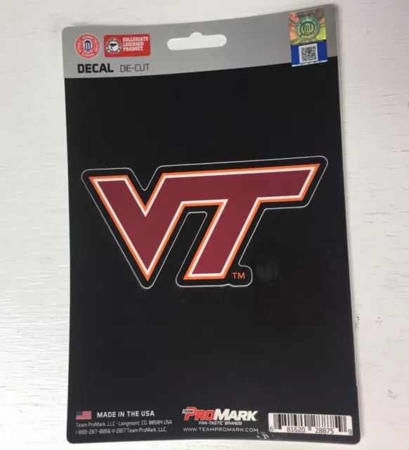 Virginia Tech Hokies 4" x 2" Die-Cut Decal Window, Car or Laptop! NEW!