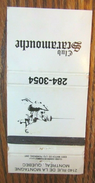 Clown On Matchbook Matchcover: Club Scaramouche (Montreal, Quebec) -E5