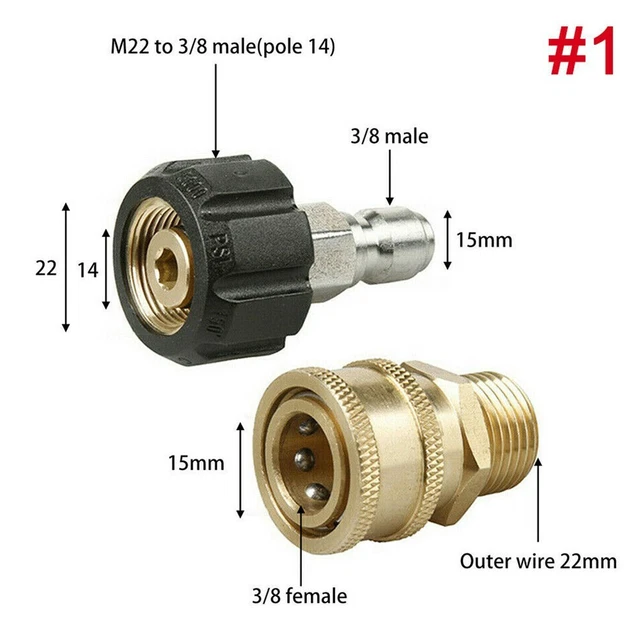 Adaptateur connecteur rapide facile à utiliser M22 14 mm 15 mm à 3/8 pour lave