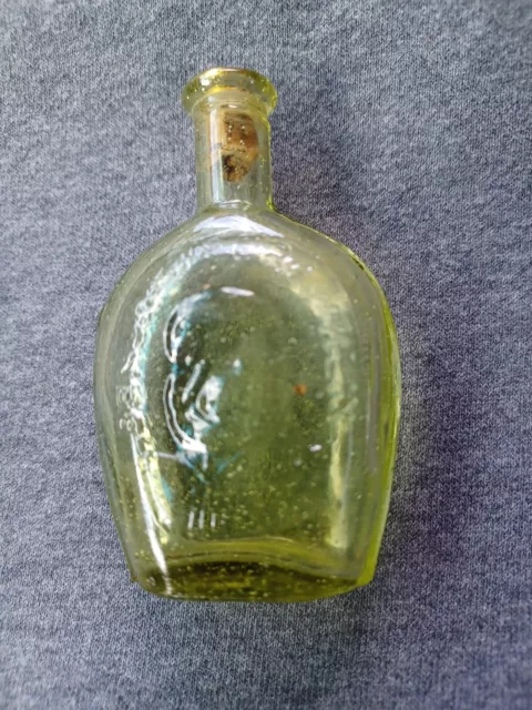 Wheaton Glass Yellow/Green Miniature Benjamin Franklin Bottle