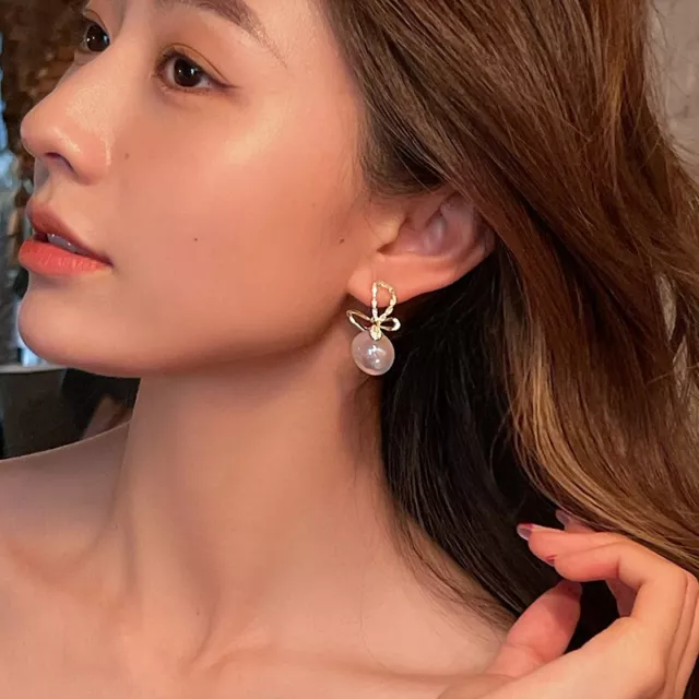 High-end luxury trendy butterfly mermaid rose gold pearl S925 stud lady earring