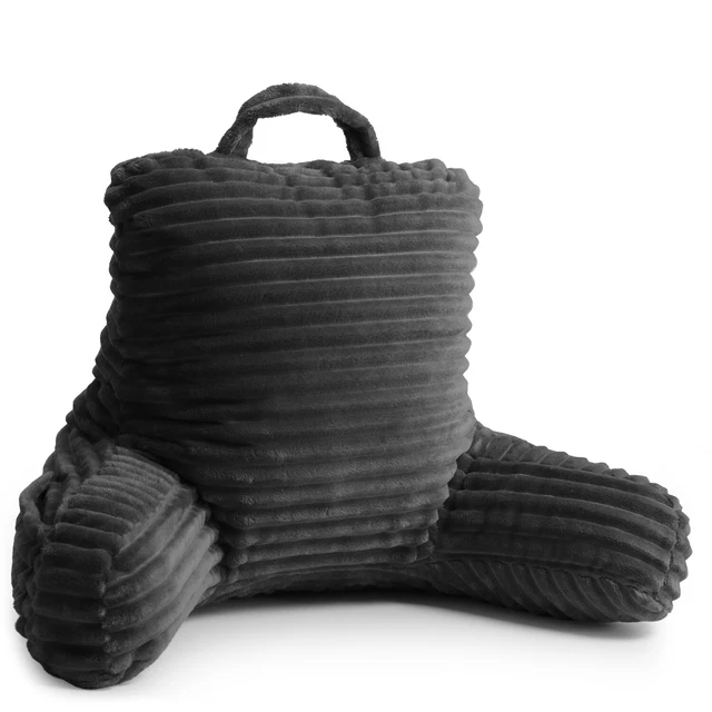 Cut Plush Striped Reading Pillow Shredded Memory Foam Bed Rest Pillow with Arms 4