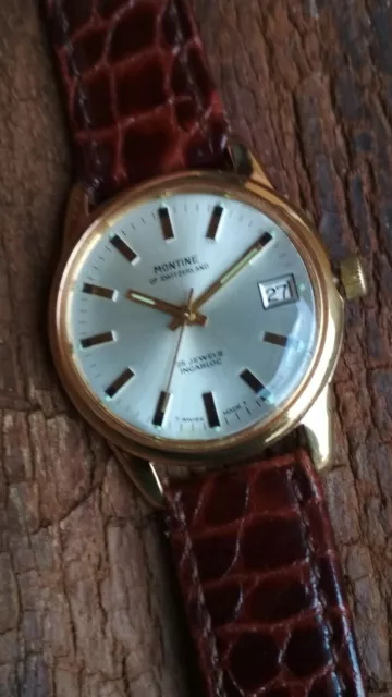 Vintage watch Montine of Switzerland As 1913 automatic date 25j Montre Uhr Reloj 3