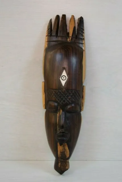 Antique Collectible Carved Ebony Holy Wood Wooden African Mask Face Wall Hanging