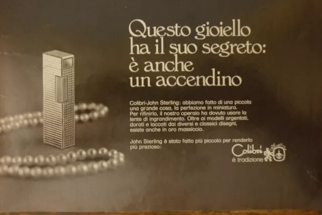 # Advertising Pubblicita' Accendini Colibri' John Sterling - 1972