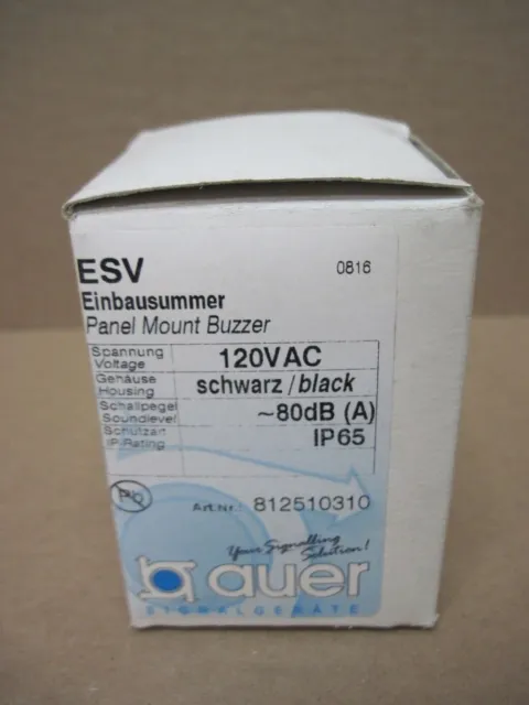 AUER 812510310 Black ESV Panel Mount Buzzer 120Vac IP65 80dB