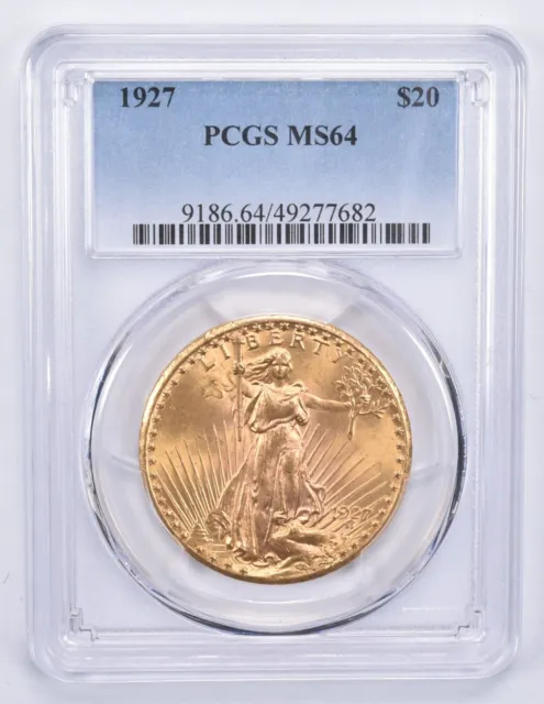 MS64 1927 $20 Saint-Gaudens Gold Double Eagle Graded PCGS U.S. Gold Coin *447