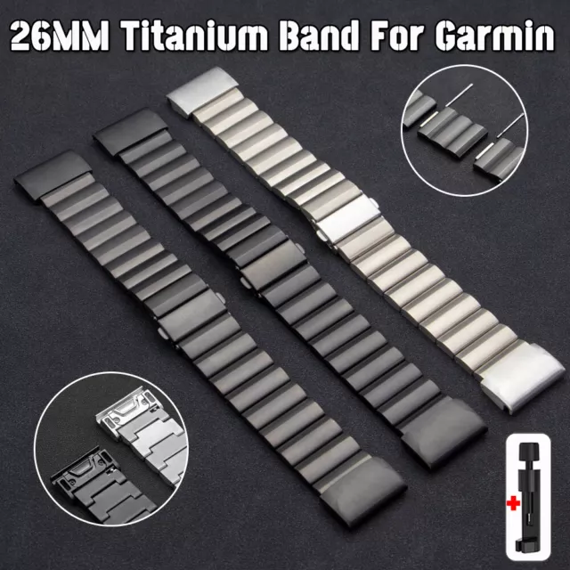 26mm Width Watch Band Quick Fit Titanium Strap For Garmin Fenix 3 7X 5X 5X Plus