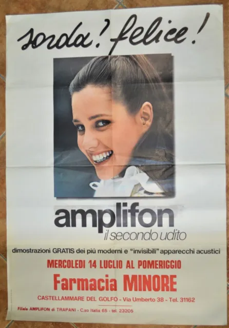 Manifesto Pubblicitario Originale Apparecchi Per L'udito Amplifon Anni 80