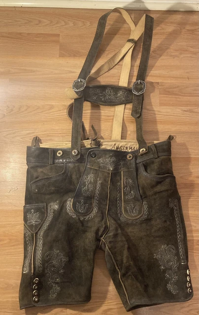 Angermaier Lederhosen Size 38 (54) Detailed Leather Angermaier Lederhosen Size 38 (54) Detailed Leather