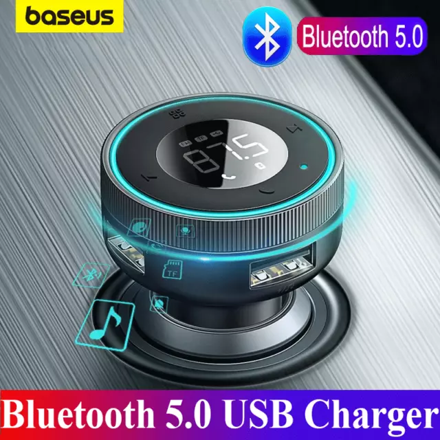 Baseus FM Transmitter Bluetooth 5.0 TF AUX Auto MP3 Player USB Ladegerät KFZ DE