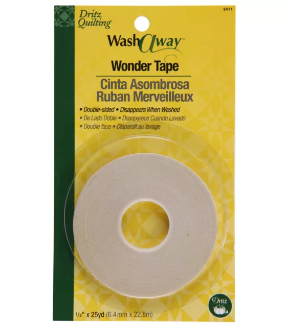 Dritz Quilting Washaway Wonder Tape Double Sided 1/4"x25yd 3411