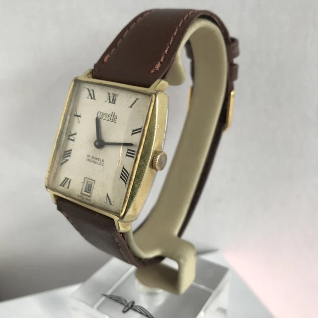CORVETTE UNISEX VINTAGE Swiss Made Mechanical 17 jewels INCA BLOC Strap watch 49.99 PicClick UK