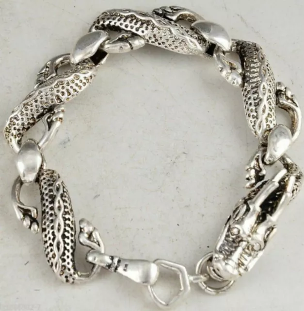 China health Dragon Head Tibet Silver Chinese Old Handwork Bracelet