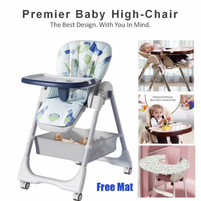 4 in 1 Blue Baby High Chair Infant Dining Eating Feeding Highchair Seat Toddler