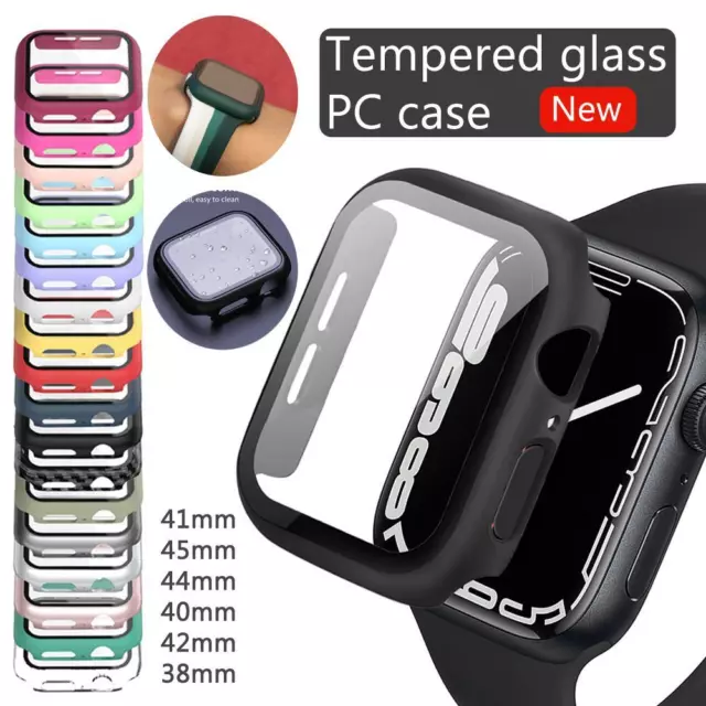 For Apple Watch Series 3/4/5/6/7/SE/8 Case Tempered Glass Screen Protector Cover
