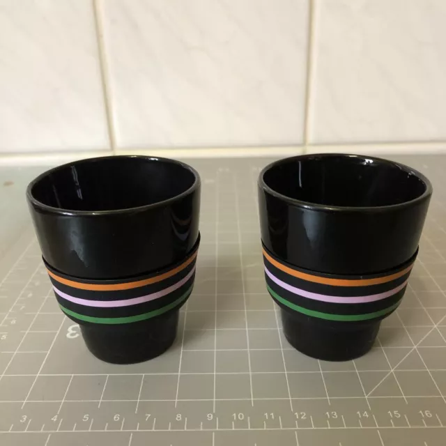 NESPRESSO Touch Black Cermaic Rubber Coffee Espresso Cups Pair Geckeler Michels