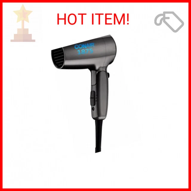 Conair Travel Hair Dryer with Dual Voltage, 1875W Compact Hair Dryer with Foldin