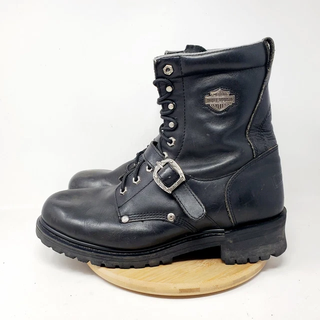 HARLEY DAVIDSON BOOTS Mens 12 Faded Glory Black Leather Harness Buckle