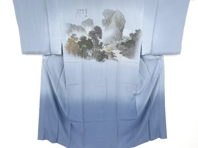 37309# Japanese Kimono / Mens Juban / Scenery In The Past