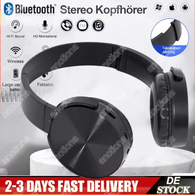 On Ear Kopfhörer Bluetooth Kabellos Stereo Bass Kopfhorer Kabellos Faltbare DE