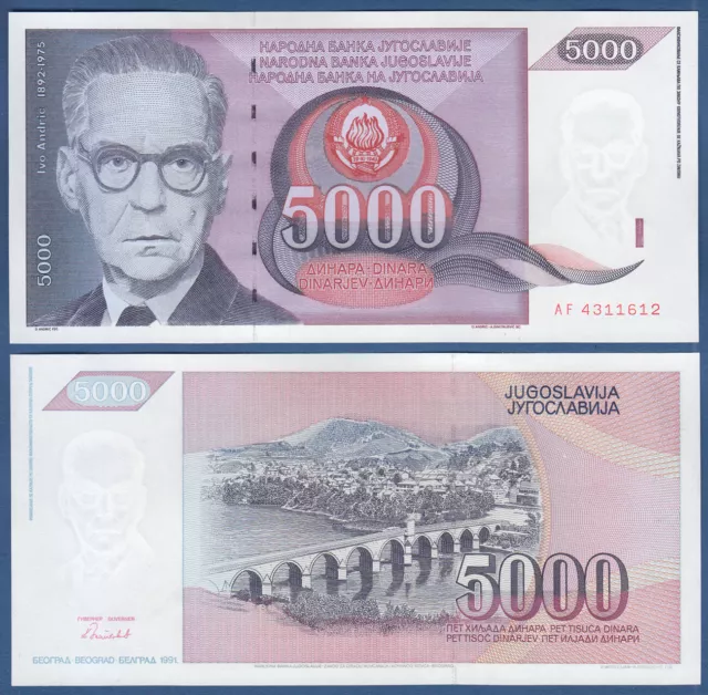 JUGOSLAWIEN / YUGOSLAVIA 5000 Dinara 1991 UNC P.111