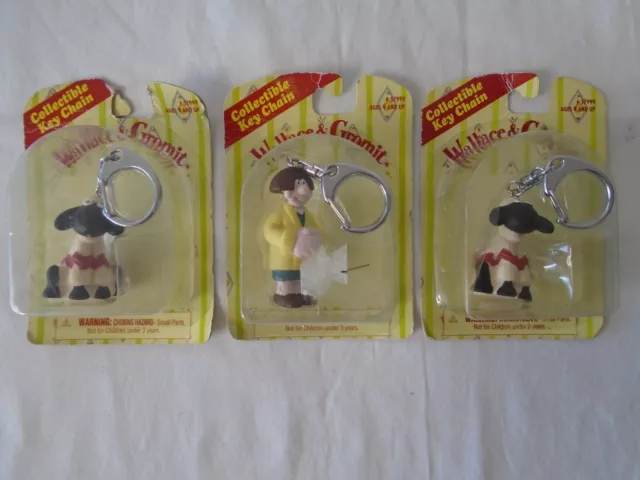 Lot of 3 Wallace & Gromit Collectible Key Chains [ Year 1989 ] [ Brand New ]