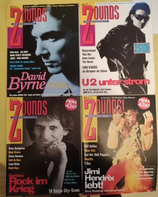 Konvolut Zounds Musikmagazin Nr.3 - 5 - 8 - 9 von 1992 Vereinigte Motor Verlage
