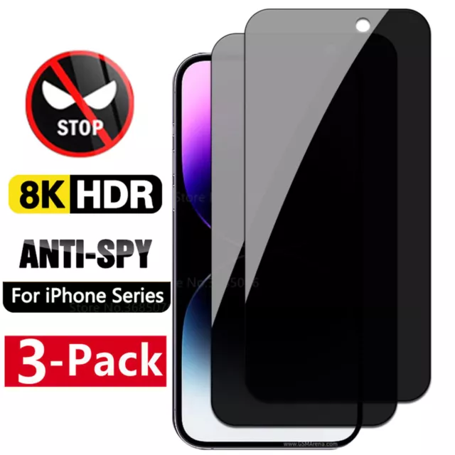 3X iPhone 15 Pro Max 14 13 12 X Privacy Anti-Spy Tempered Glass Screen Protector