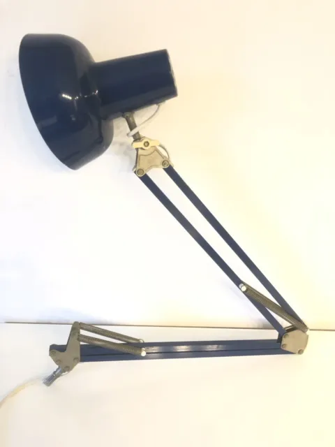 Lampe d'architecte vintage bleue articulée en métal - Lampe de bureau seventies