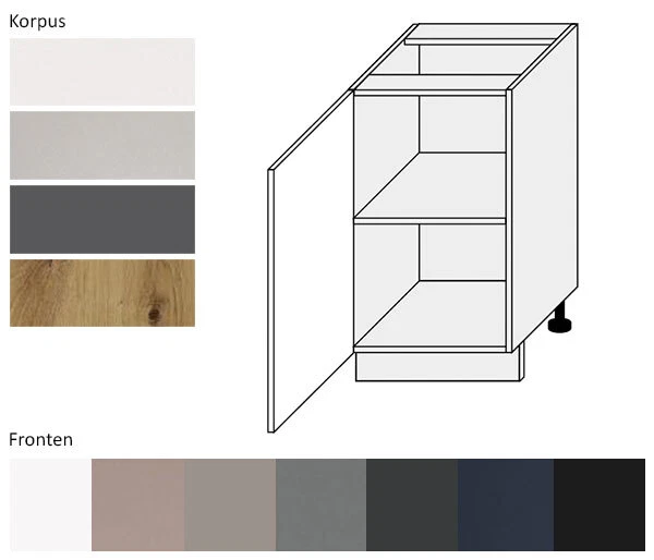 Armadio sottocucina Bonn 45x50x82cm 1 anta colore opaco a scelta BO-D1D/45