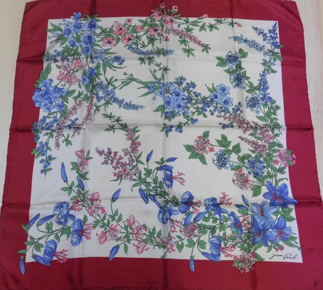 Foulard Vintage 100% Soie Pour Femme - Motif Années 80 - 68x70 Cm - Occasion Très Bon état