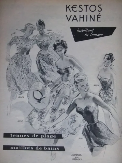 Publicité 1954 Kestos Vahiné Tenues De Plage Maillots De Bains