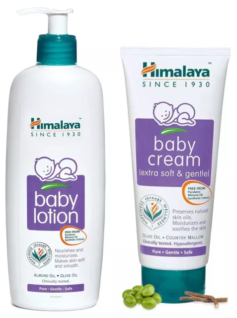 Himalaya Herbals Baby Lotion (400ml) and Cream, 200ml Combo