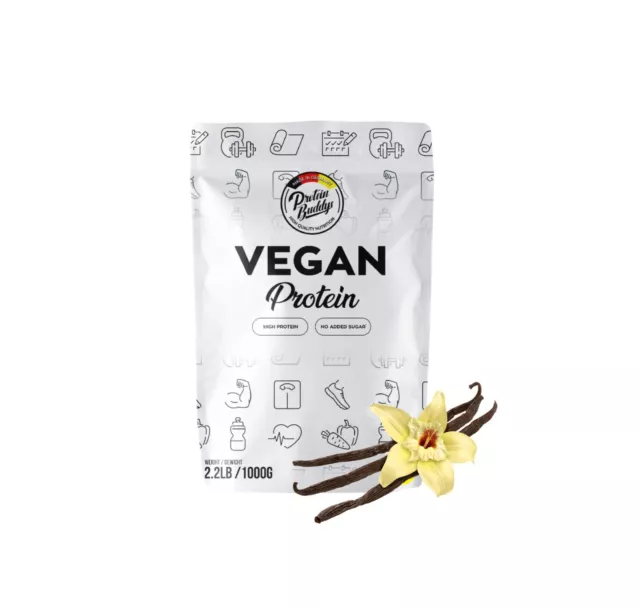 Vegan Protein Pulver 1KG Eiweiß Shake Vanille Made in Germany