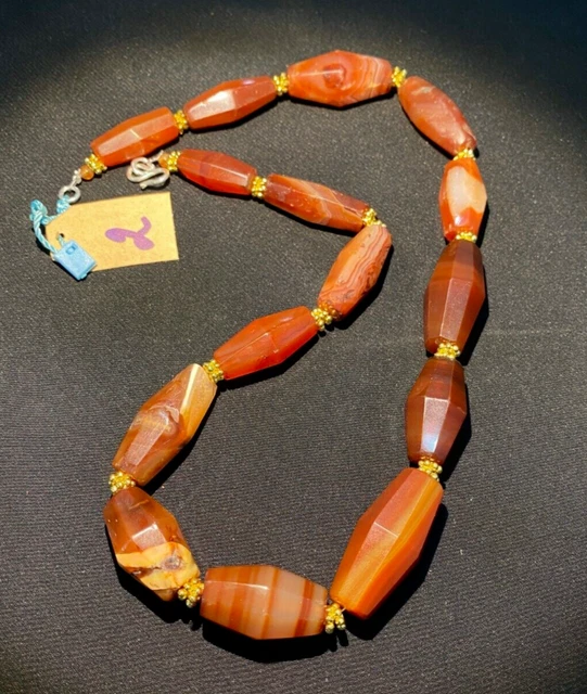 Antique old Beads carnelian Angkor Cambodian antiquity amulet jewelry strand 11